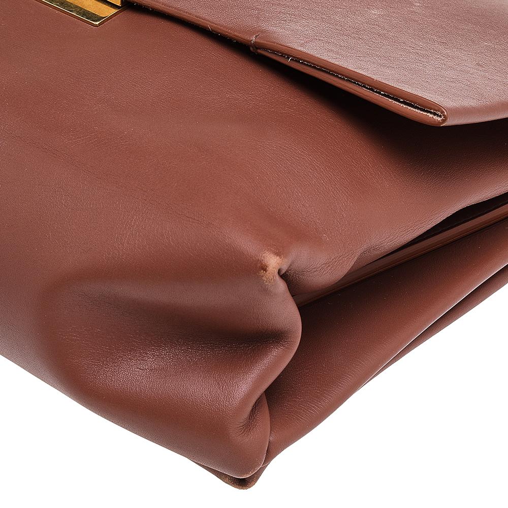 Celine Brown Leather Blade Flap Shoulder Bag 2