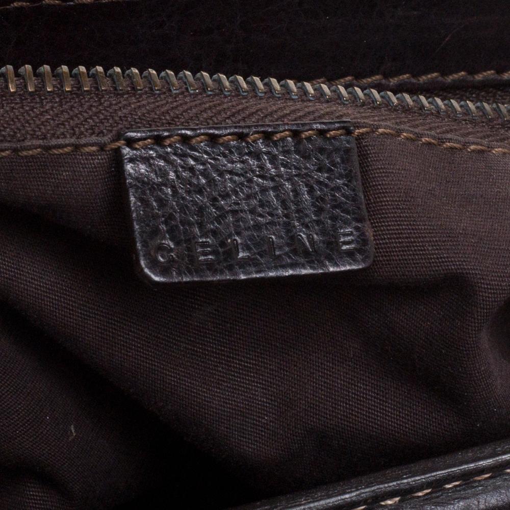 Celine Brown Leather Buckle Satchel For Sale 1