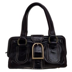 Celine Brown Leather Buckle Satchel