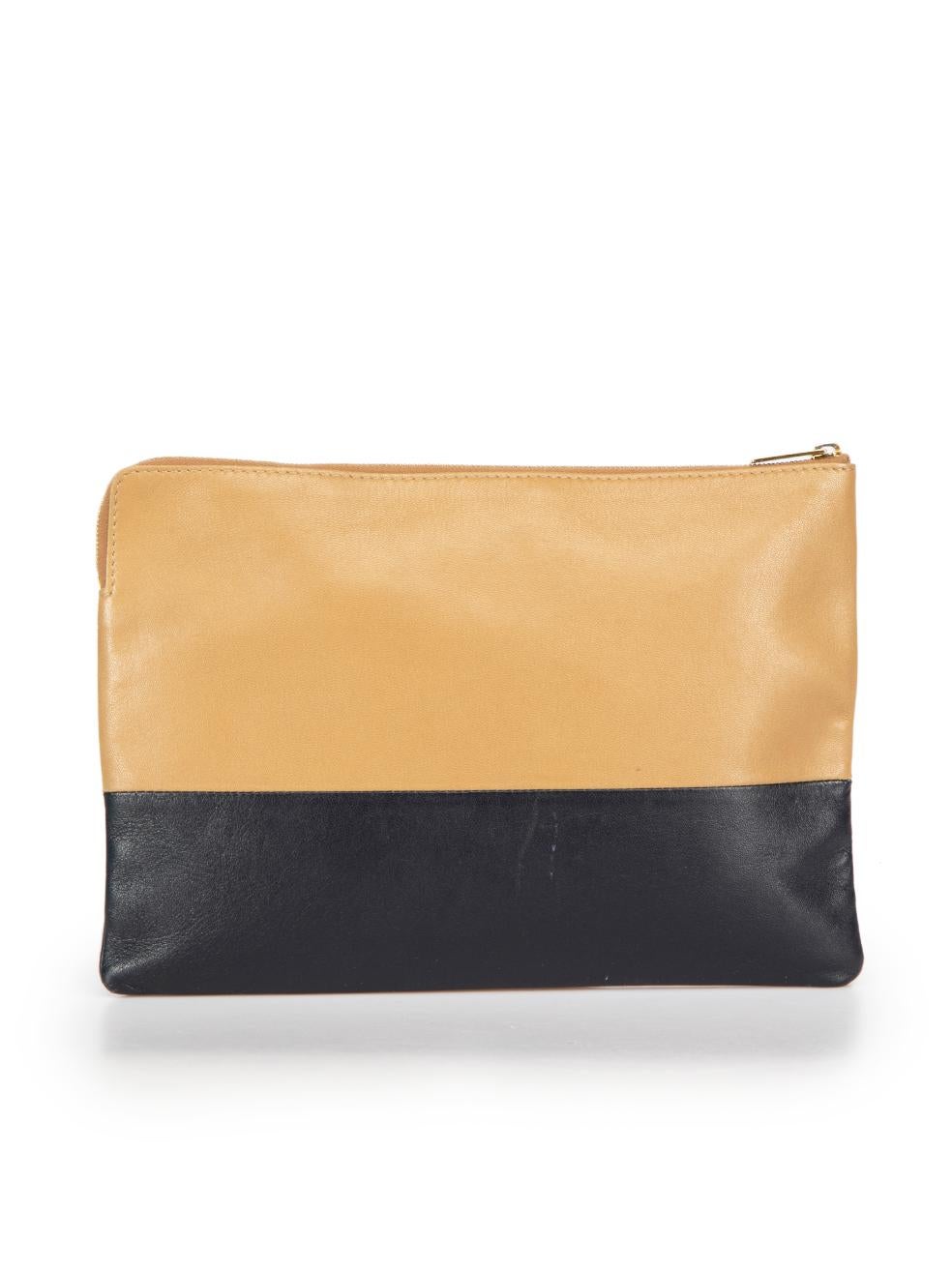 Celine Brown Leather Colourblock Solo Clutch In Excellent Condition In London, GB