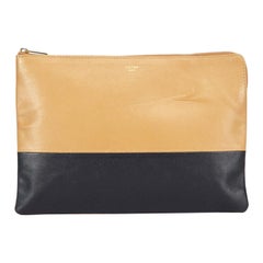 Celine Brown Leather Colourblock Solo Clutch