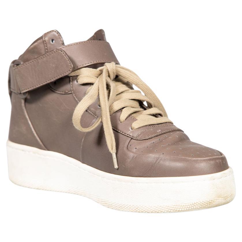 Céline Brown Leder Lace Up High Top Turnschuhe Größe IT 39