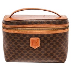 Celine Brown Leather Macadam Vanity Bag