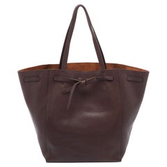 Celine Brown Leather Medium Cabas Phantom Tote