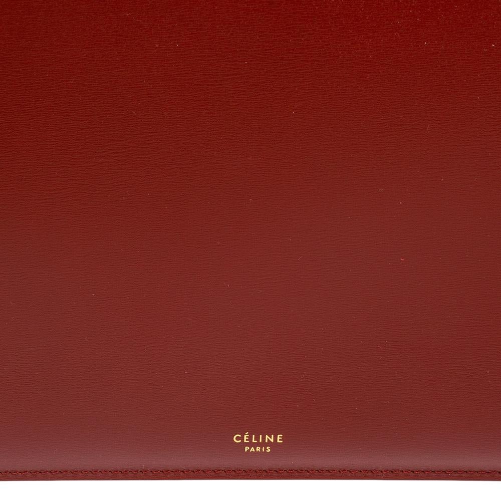 Celine Brown Leather Medium Clasp Top Handle Bag 4