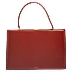 Celine Brown Leather Medium Clasp Top Handle Bag