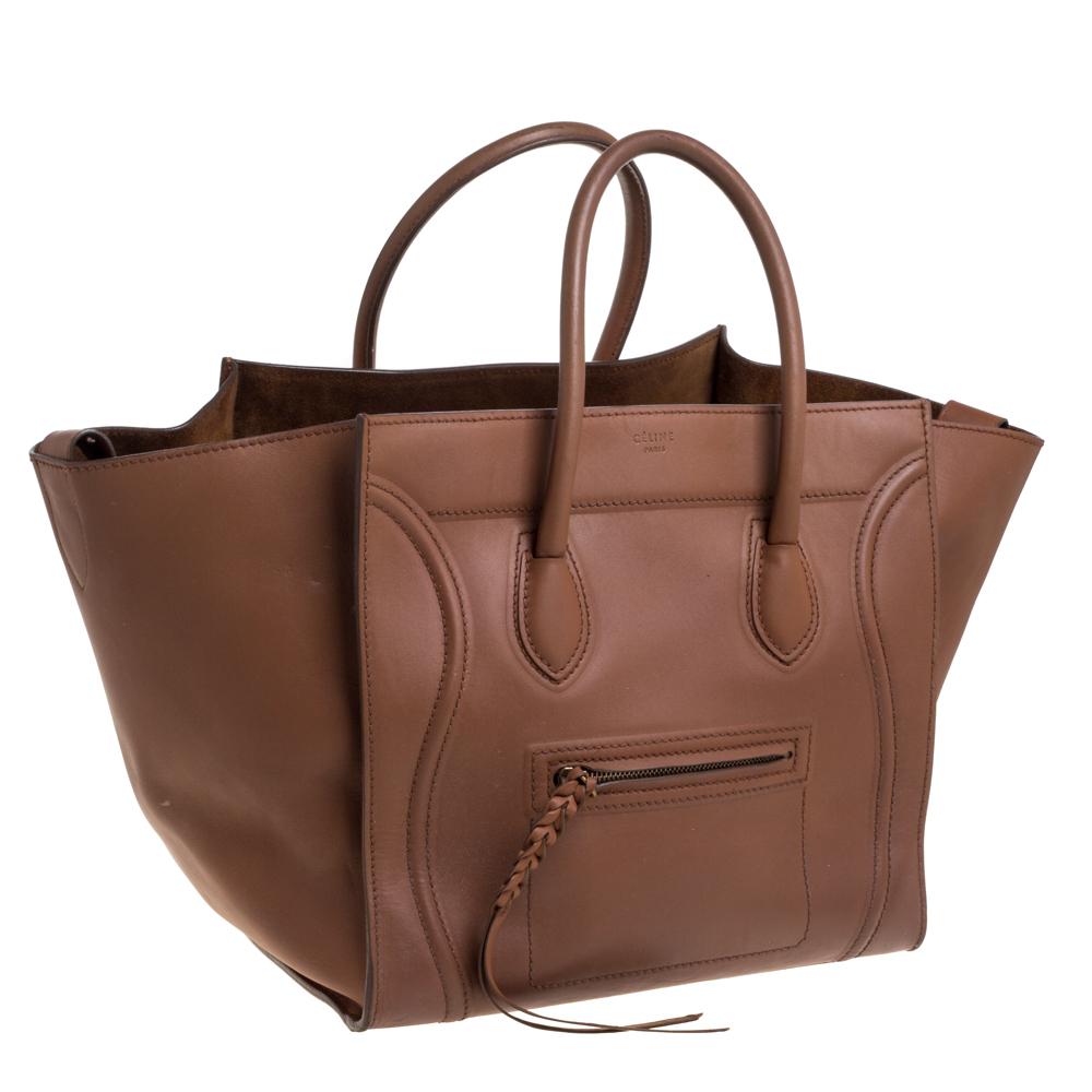 Women's Celine Brown Leather Medium Phantom Luggage Tote