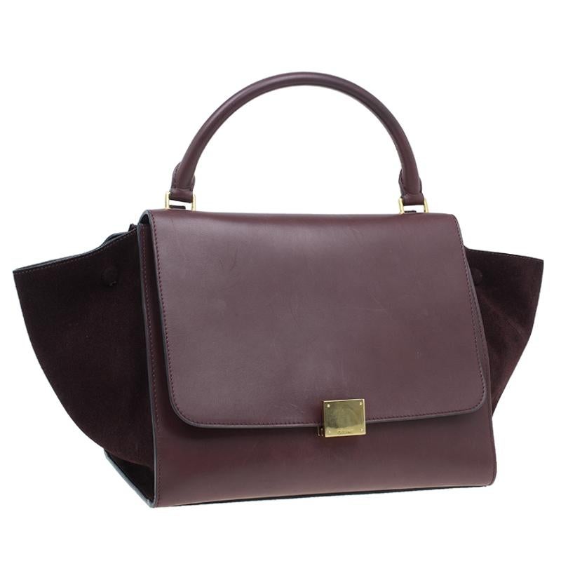 Celine Brown Leather Medium Trapeze Bag In Good Condition In Dubai, Al Qouz 2