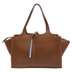 Celine Brown Leather Medium Tri-Fold Tote