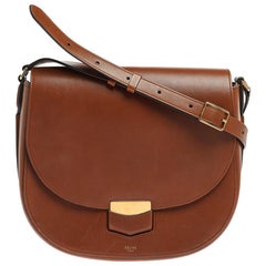 Celine Brown Leather Medium Trotteur Shoulder Bag