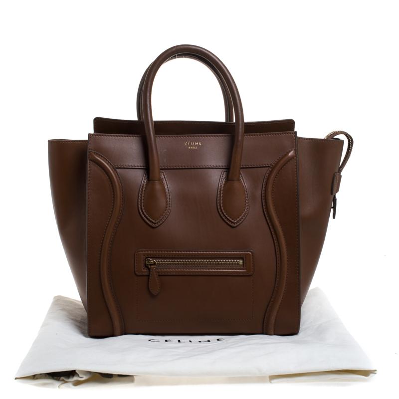 Celine Brown Leather Mini Luggage Tote 8