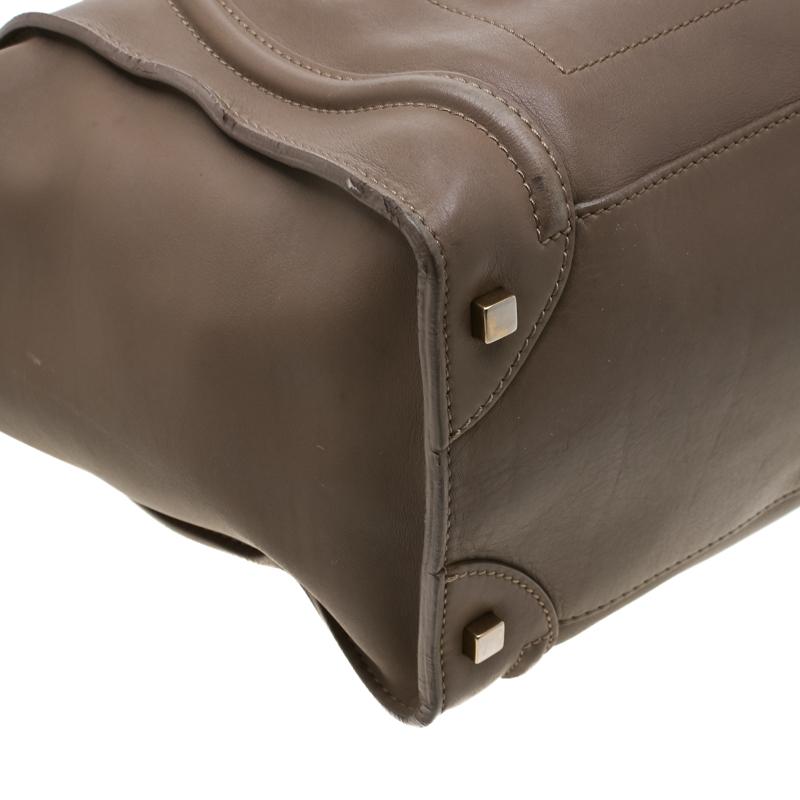 Women's Celine Brown Leather Mini Luggage Tote