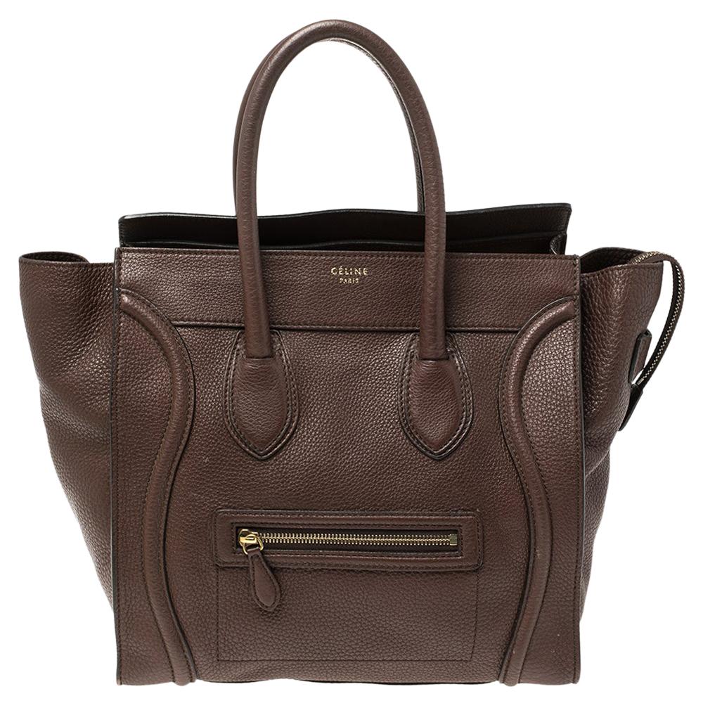 Celine Brown Leather Mini Luggage Tote