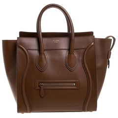 Celine Brown Leather Mini Luggage Tote