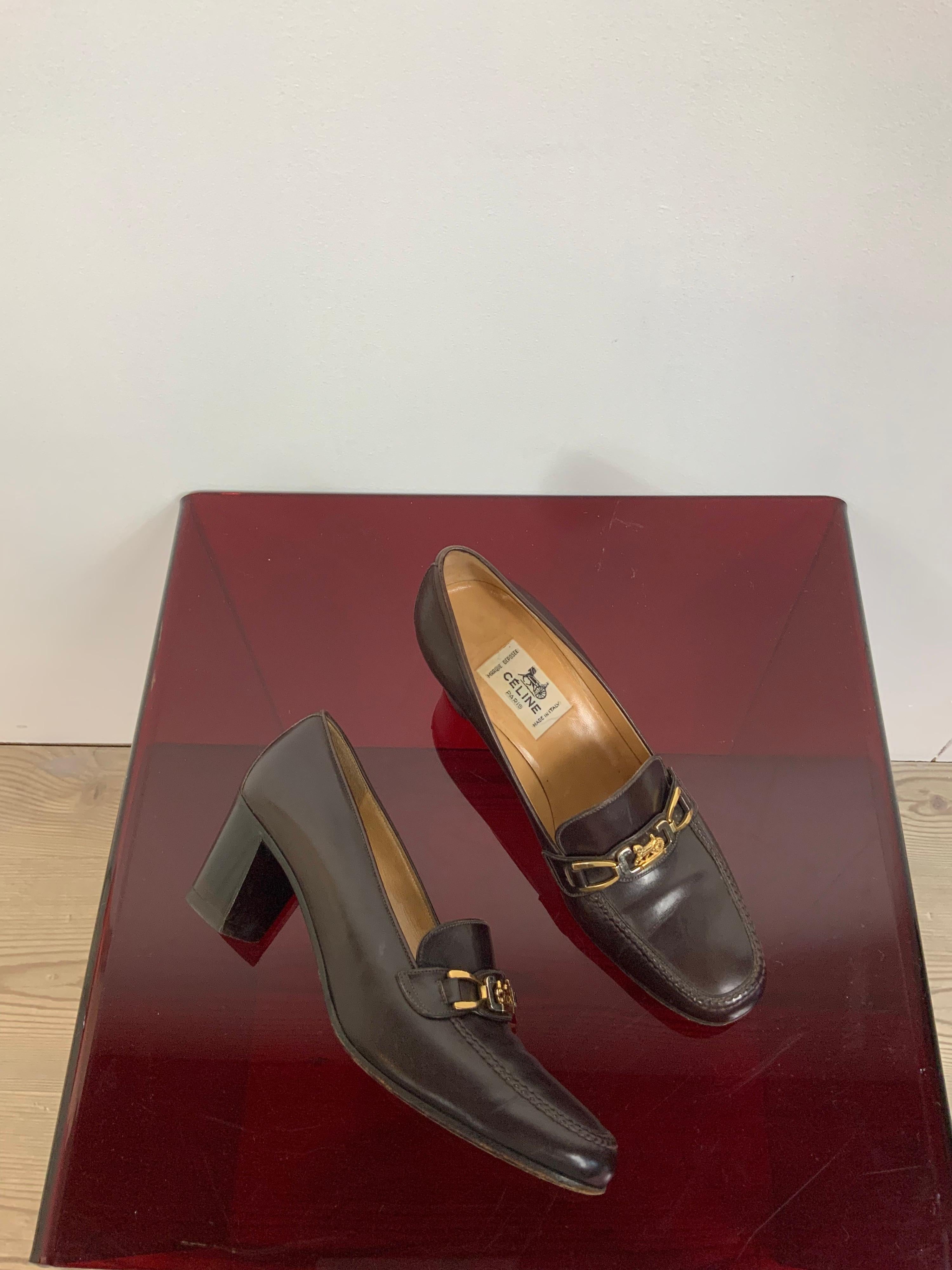 Celine brown leather Moccasins  In Good Condition In Carnate, IT