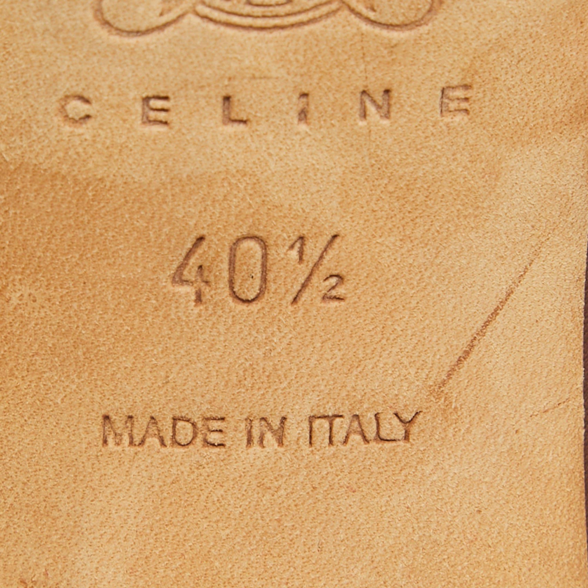 Celine Brown Leather Platform Ankle Strap Sandals Size 40.5 For Sale 4