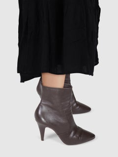 Céline Brown Leather Pointed Toe Heeled Boots Size IT 40