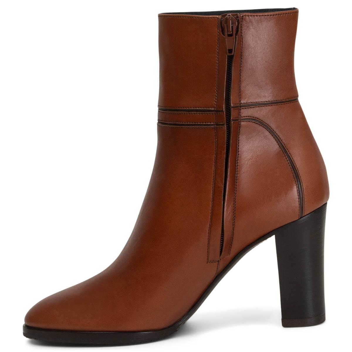 CELINE braun Leder TOFFEE CLAUDE ANKLE Stiefel Schuhe 38 (Braun)