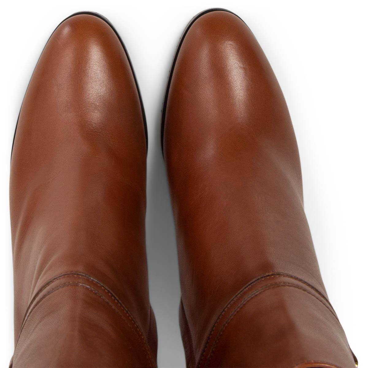 CELINE braun Leder TOFFEE CLAUDE ANKLE Stiefel Schuhe 38 Damen