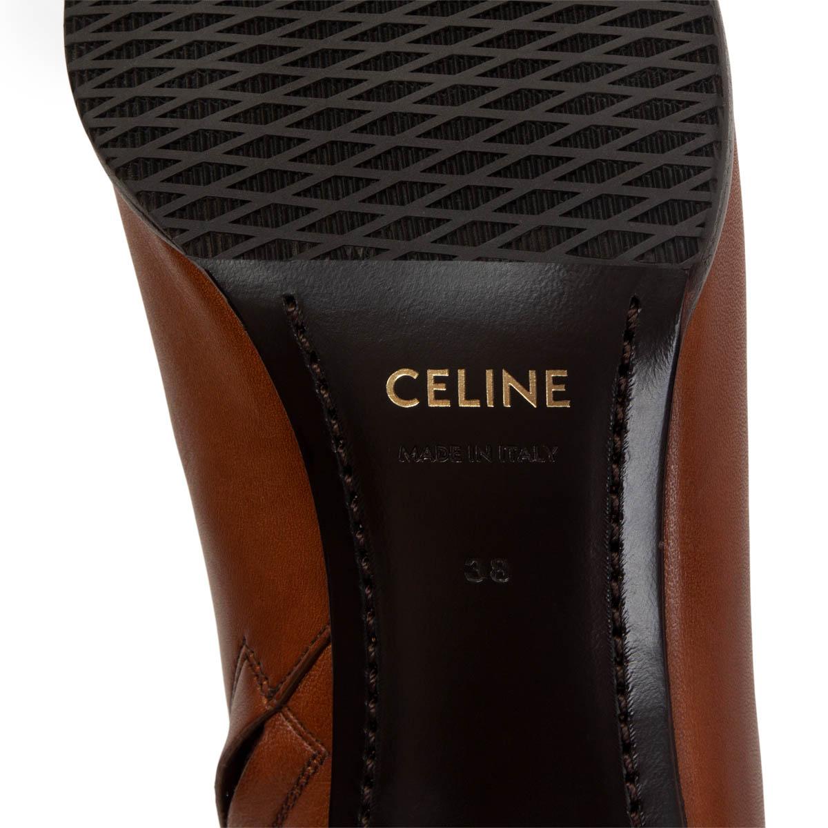 CELINE braun Leder TOFFEE CLAUDE ANKLE Stiefel Schuhe 38 1