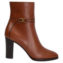 CELINE brown leather TOFFEE CLAUDE ANKLE Boots Shoes 38