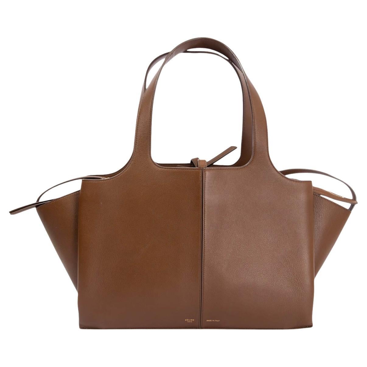 CELINE brown leather TRI-FOLD MEDIUM Shoulder Bag