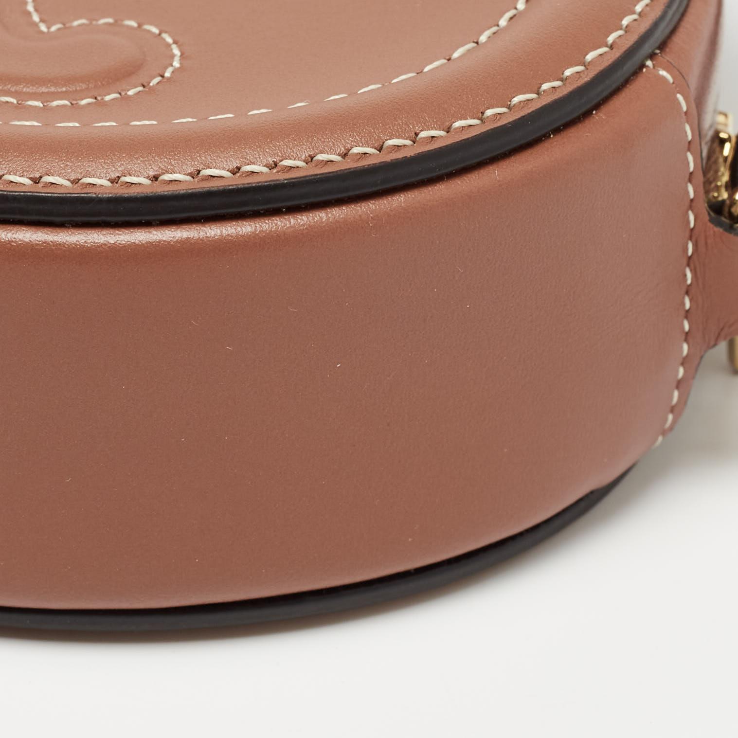 Celine Brown Leather Triomphe Oval Crossbody Bag 6