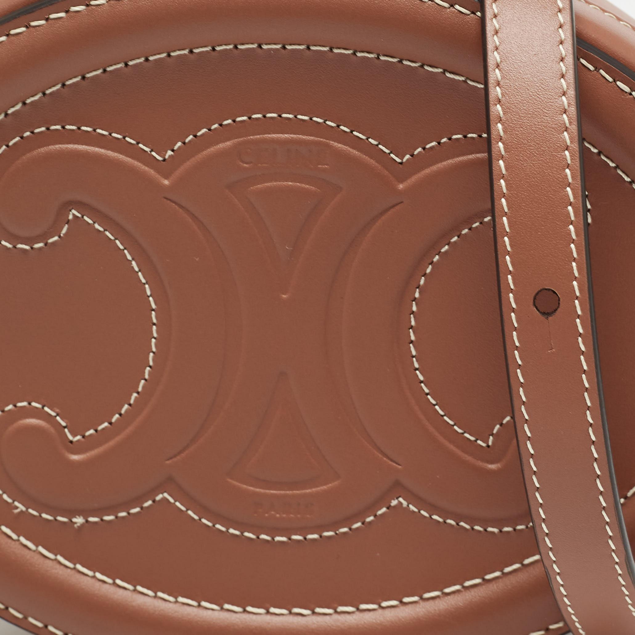 Celine Brown Leather Triomphe Oval Crossbody Bag 1