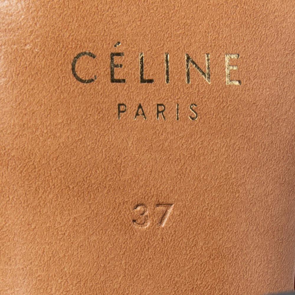 Celine Brown Leather V Neck Pointed Toe Pumps Size 37 4