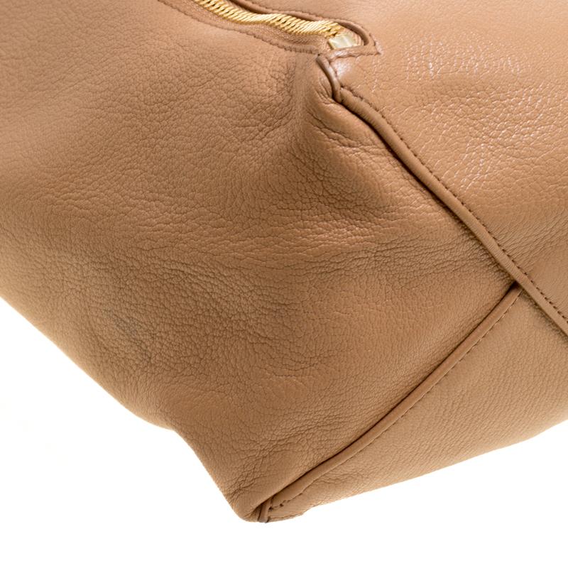 Celine Brown Leather Vertical Zipper Gusset Cabas Tote 3