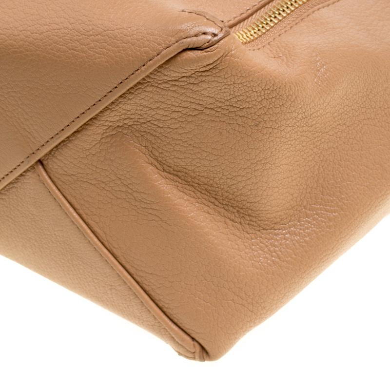 Celine Brown Leather Vertical Zipper Gusset Cabas Tote In Good Condition In Dubai, Al Qouz 2