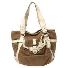 Hobo Boogie en toile et cuir Brown/Lights Cream de Celine