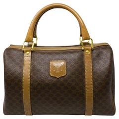 Celine Brown Logo Mini Top Handle Bag