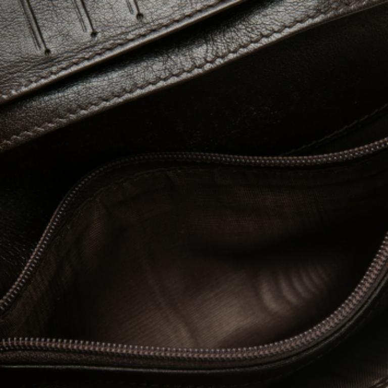 Celine Brown Macadam Canvas and Croc Embossed Leather French Wallet 1