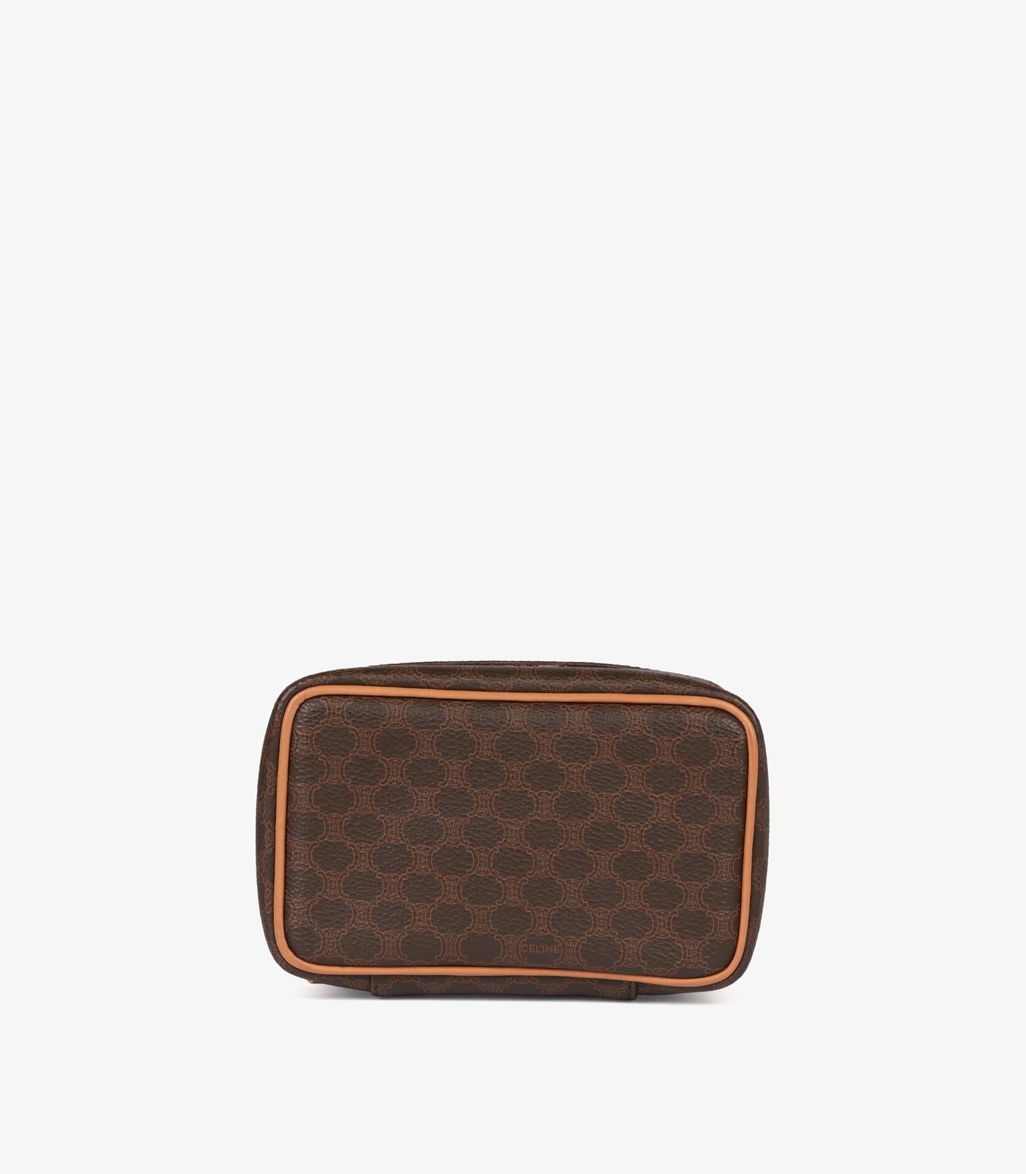 Vanity Case Vintage Top Handle en toile Macadam et cuir de veau marron de Celine en vente 2