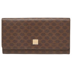 Celine Brown Macadam Coated Canvas and Leather Continental Wallet
