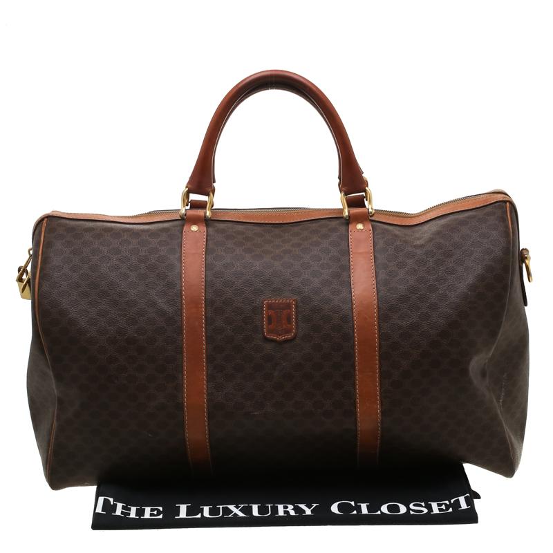 Céline Brown Macadam Coated Canvas and Leather Duffle Bag 6