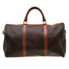 Céline Brown Macadam Coated Canvas and Leather Duffle Bag