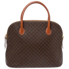 Celine Brown Macadam Coated Canvas and Leather Satchel