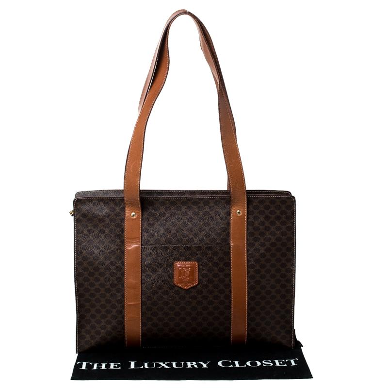 Céline Brown Macadam Coated Canvas and Leather Tote 7