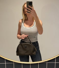 Celine Brown Macadam Coated Canvas & Black Calfskin Leather Vintage  Bowling Bag