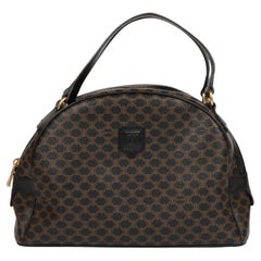 Celine Brown Macadam Coated Canvas & Black Calfskin Leather Vintage  Bowling Bag