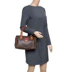 Céline Brown Macadam Coated Canvas Boston Bag