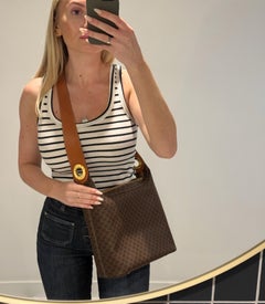 Celine Brown Macadam Coated Canvas & Calfskin Leather Vintage Shoulder Bag
