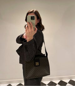 Celine Brown Macadam Coated Canvas & Kalbsleder Vintage By Umhängetasche