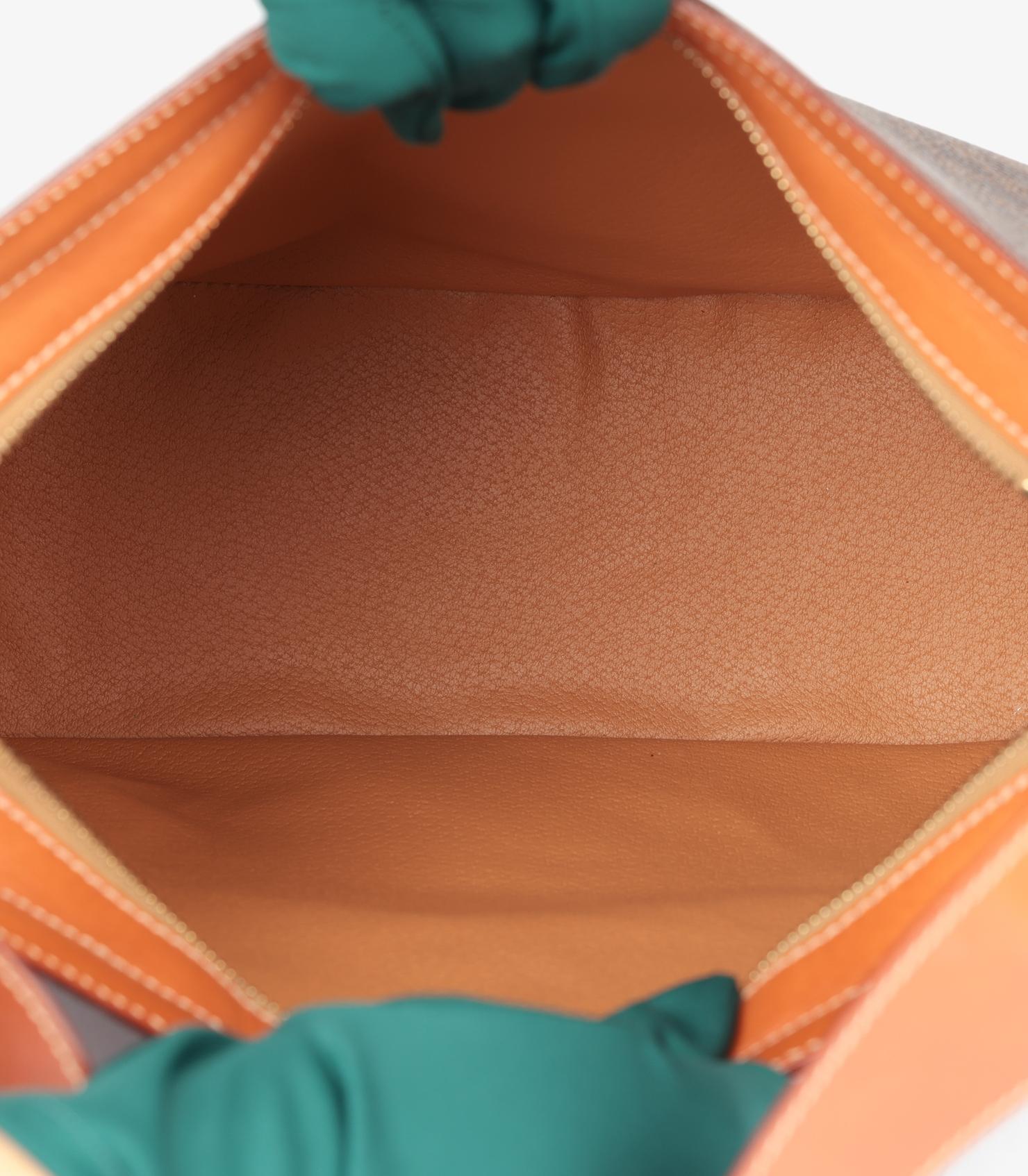 Bolso de hombro vintage Celine de lona recubierta de macadán marrón y piel de becerro en venta 4