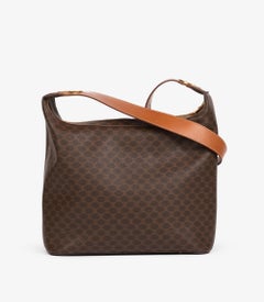 Celine Brown Macadam Coated Canvas & Calfskin Leather Vintage Shoulder Bag