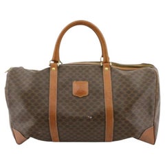 Celine Brown Macadam Coated Canvas Leather Vintage Duffel Bag