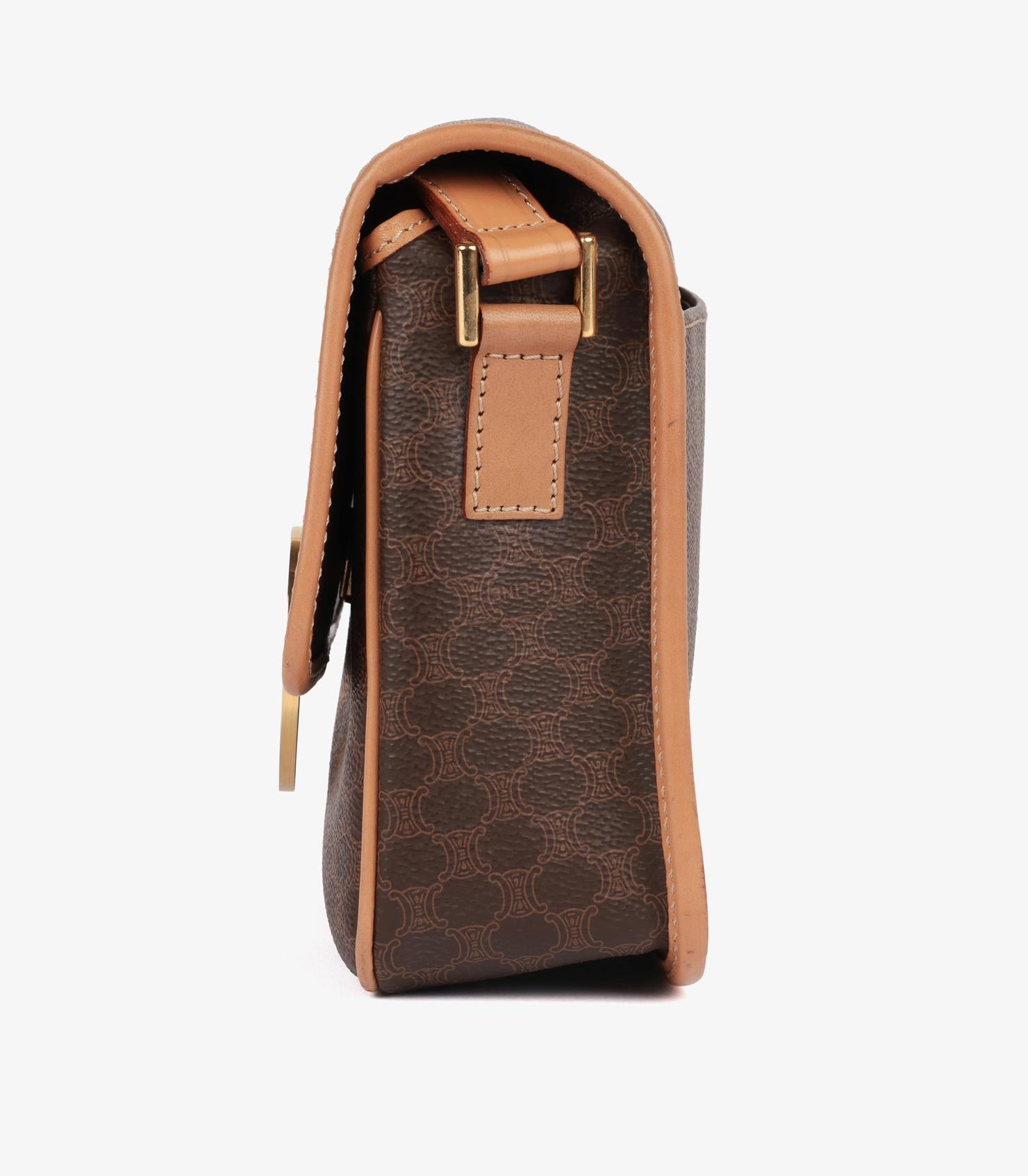Messenger Vintage de Celine en toile enduite de monogramme et cuir de veau marron Unisexe en vente