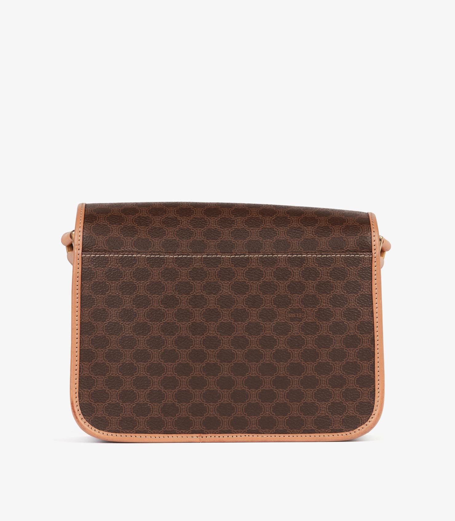 Messenger Vintage de Celine en toile enduite de monogramme et cuir de veau marron en vente 2